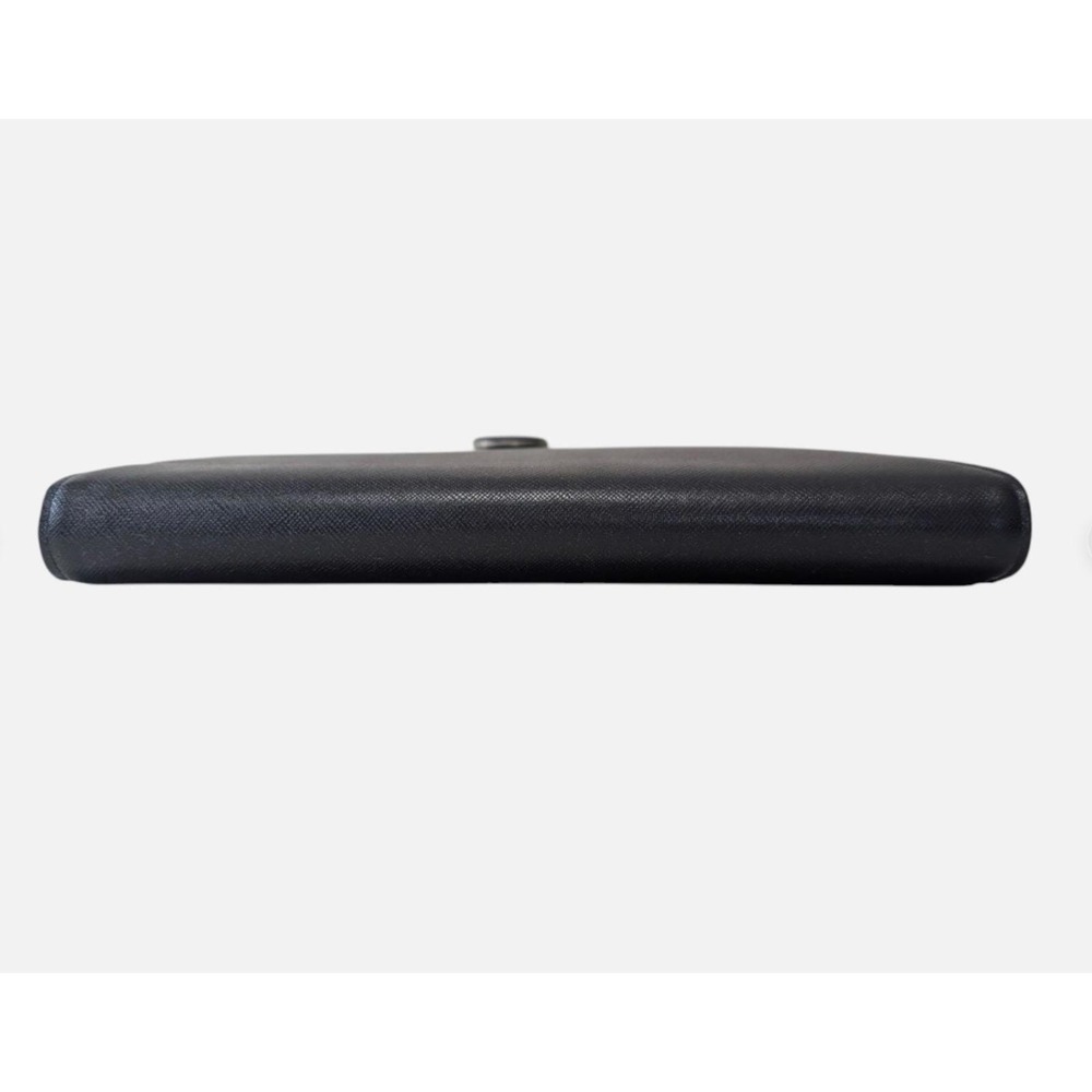 Vintage Yves Saint Laurent YSL Black Saffiano Leather Envelope Button Clutch Bag - Picture 3 of 14